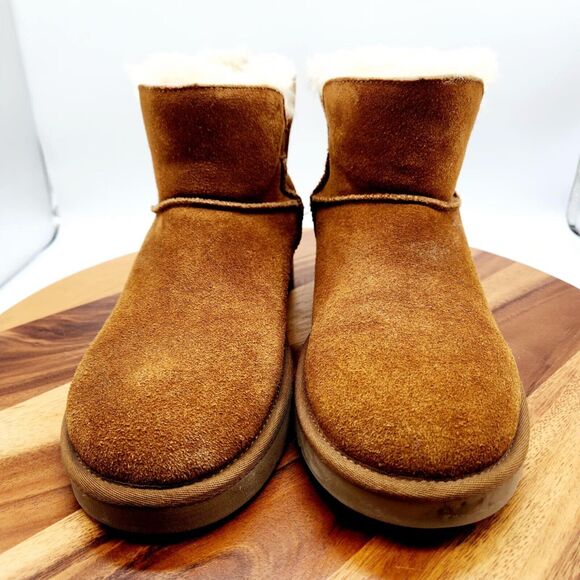 UGG Koolaburra Womens 10 Mini Ankle Boots Brown Suede Style #1015209 EUC - Picture 2 of 11